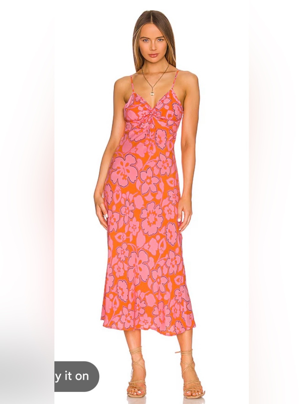 Faithfull the Brand Pink and Orange Floral  Dress